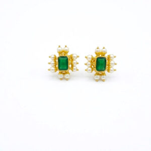 ROYAL PEARL VERDE GOLD STUDS- 22K JEWELLERY
