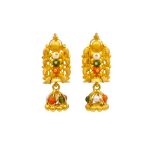 ANTIQUE MULTI-BEAD GOLD JHUMKA - 22K JEWELLERY