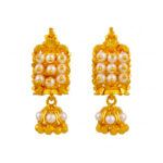 WHITE BEAD GOLD JHUMKA - 22K JEWELLERY
