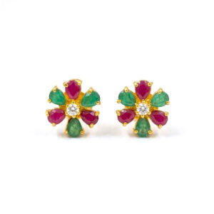 CLASSIC BLOSSOM CZ GOLD STUDS- 22K JEWELLERY