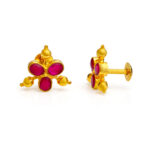 PINK AURA GOLD STUDS- 22K JEWELLERY