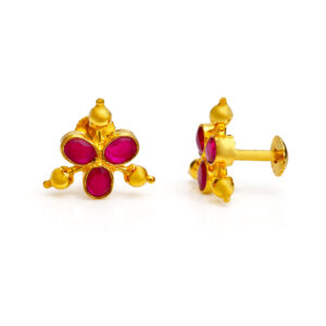 PINK AURA GOLD STUDS- 22K JEWELLERY