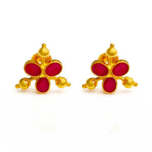 PINK AURA GOLD STUDS- 22K JEWELLERY