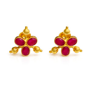 PINK AURA GOLD STUDS- 22K JEWELLERY