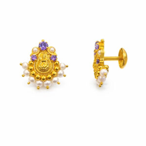 LAKSHMI PEARL GOLD STUDS- 22K JEWELLERY