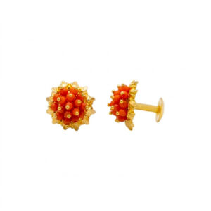 CORAL BLOSSOM GOLD STUDS- 22K JEWELLERY