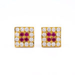 PINK SPARK SQUARE CZ GOLD STUDS- 22K JEWELLERY
