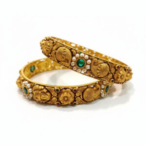 PEARL ACCENT GOLD BANGLES - 22K JEWELLERY