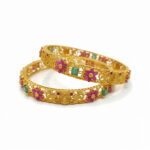 FLORAL FILIGREE GOLD BANGLES - 22K JEWELLERY