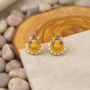 LAKSHMI PEARL GOLD STUDS- 22K JEWELLERY