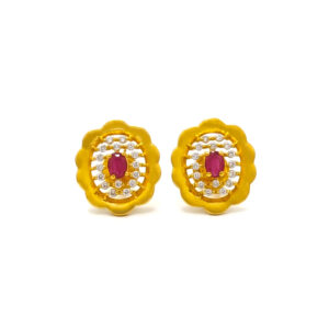 PINK BLOSSOM GOLD STUDS- 22K JEWELLERY
