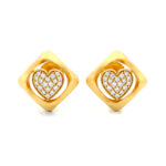 RADIANT HEART FRAME CZ GOLD STUDS- 22K JEWELLERY