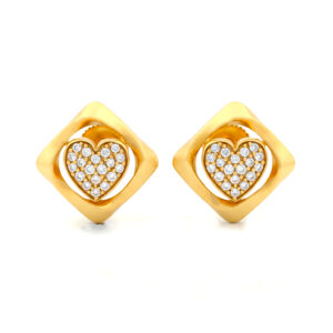 RADIANT HEART FRAME CZ GOLD STUDS- 22K JEWELLERY