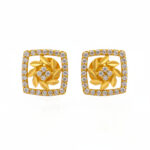 GOLDEN IVY SQUARE STUDS- 22K JEWELLERY