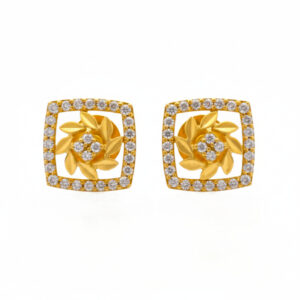 GOLDEN IVY SQUARE STUDS- 22K JEWELLERY