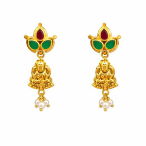 TEMPLE PEARL GOLD EARRINGS - 22K JEWELLERY