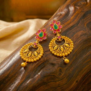 FLORAL DROP GOLD EARRINGS - 22K JEWELLERY