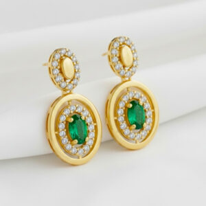 TIMELESS GREEN CHARM GOLD EARRINGS - 22K JEWELLERY