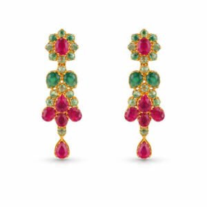 GULNAAR STONE GOLD EARRINGS - 22K JEWELLERY
