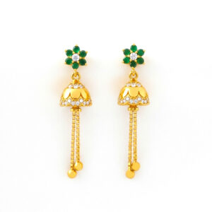 ANAYA GREEN GOLD JHUMKI - 22K JEWELLERY