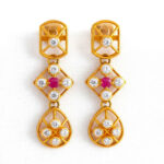 CRIMSON LATTICE DROP GOLD EARRINGS - 22K JEWELLERY