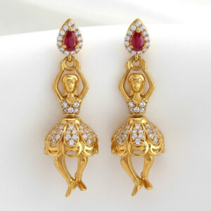NRITYA RANI TEMPLE DROP GOLD EARRINGS - 22K JEWELLERY