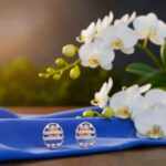 DIAMOND STRIPES OVAL STUDS - 18K JEWELLERY