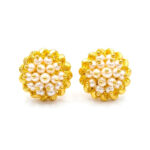 WHITE BLOSSOM GOLD STUDS- 22K JEWELLERY