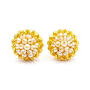 WHITE BLOSSOM GOLD STUDS- 22K JEWELLERY