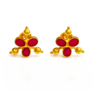 PINK AURA GOLD STUDS- 22K JEWELLERY