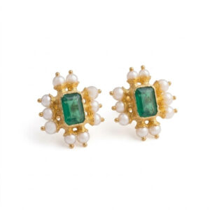 ROYAL PEARL VERDE GOLD STUDS- 22K JEWELLERY