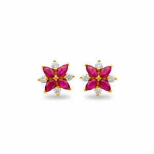 GOLD FLORAL CZ STUDS- 22K JEWELLERY