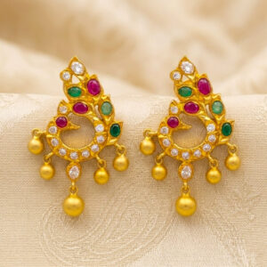 ROYAL CRESCENT GEM GOLD EARRINGS - 22K JEWELLERY