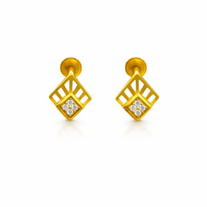 MODERN MOSAIC CZ GOLD STUDS- 22K JEWELLERY