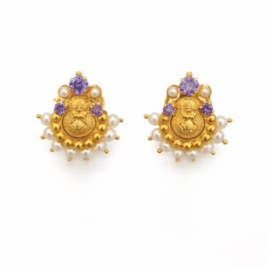 LAKSHMI PEARL GOLD STUDS- 22K JEWELLERY