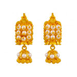 WHITE BEAD GOLD JHUMKA - 22K JEWELLERY