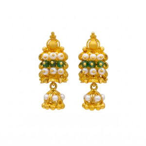 ELEGANT HERITAGE BEAD GOLD JHUMKA - 22K JEWELLERY