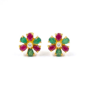 CLASSIC BLOSSOM CZ GOLD STUDS- 22K JEWELLERY