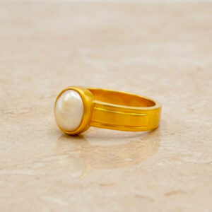 MOON AURA PEARL MEN'S GOLD RING - 22K JEWELLERY