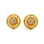 CONCENTRIC CIRCLE CZ GOLD STUDS- 22K JEWELLERY