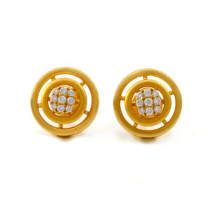 CONCENTRIC CIRCLE CZ GOLD STUDS- 22K JEWELLERY