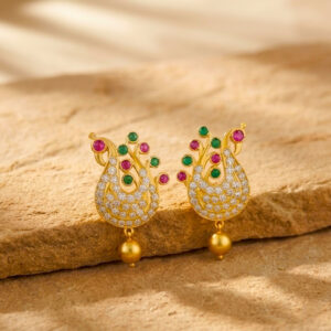 PEACOCK GRACE GOLD EARRINGS - 22K JEWELLERY