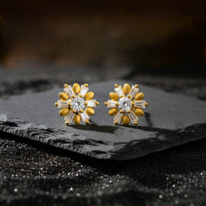 CLASSIC GOLD BLOOM STUDS- 22K JEWELLERY