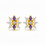 PURPLE PRISM BLOOM GOLD STUDS - 22K JEWELLERY