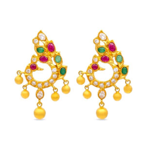 ROYAL CRESCENT GEM GOLD EARRINGS - 22K JEWELLERY