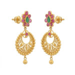 FLORAL DROP GOLD EARRINGS - 22K JEWELLERY