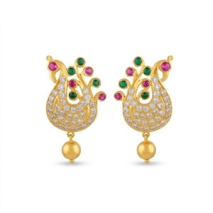 PEACOCK GRACE GOLD EARRINGS - 22K JEWELLERY