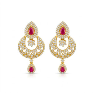 CRIMSON GLOW FILIGREE GOLD EARRINGS - 22K JEWELLERY