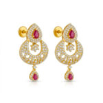 CRIMSON GLOW FILIGREE GOLD EARRINGS - 22K JEWELLERY