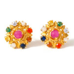 NAVRATNA BLOOM GOLD EARRINGS - 22K JEWELLERY